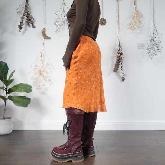 Orange floral skirt - size M/L