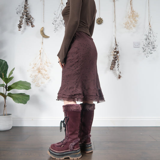 Brown floral skirt - size S