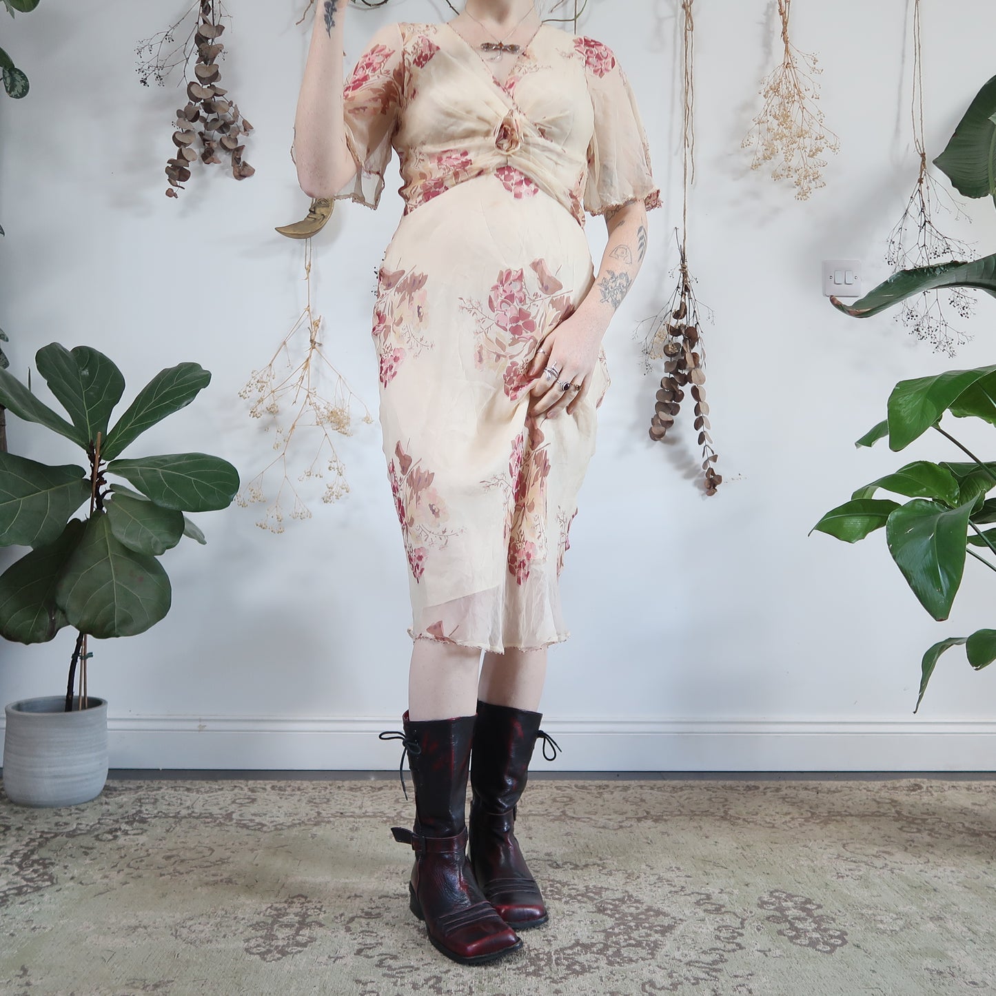 Silk floral dress - size S