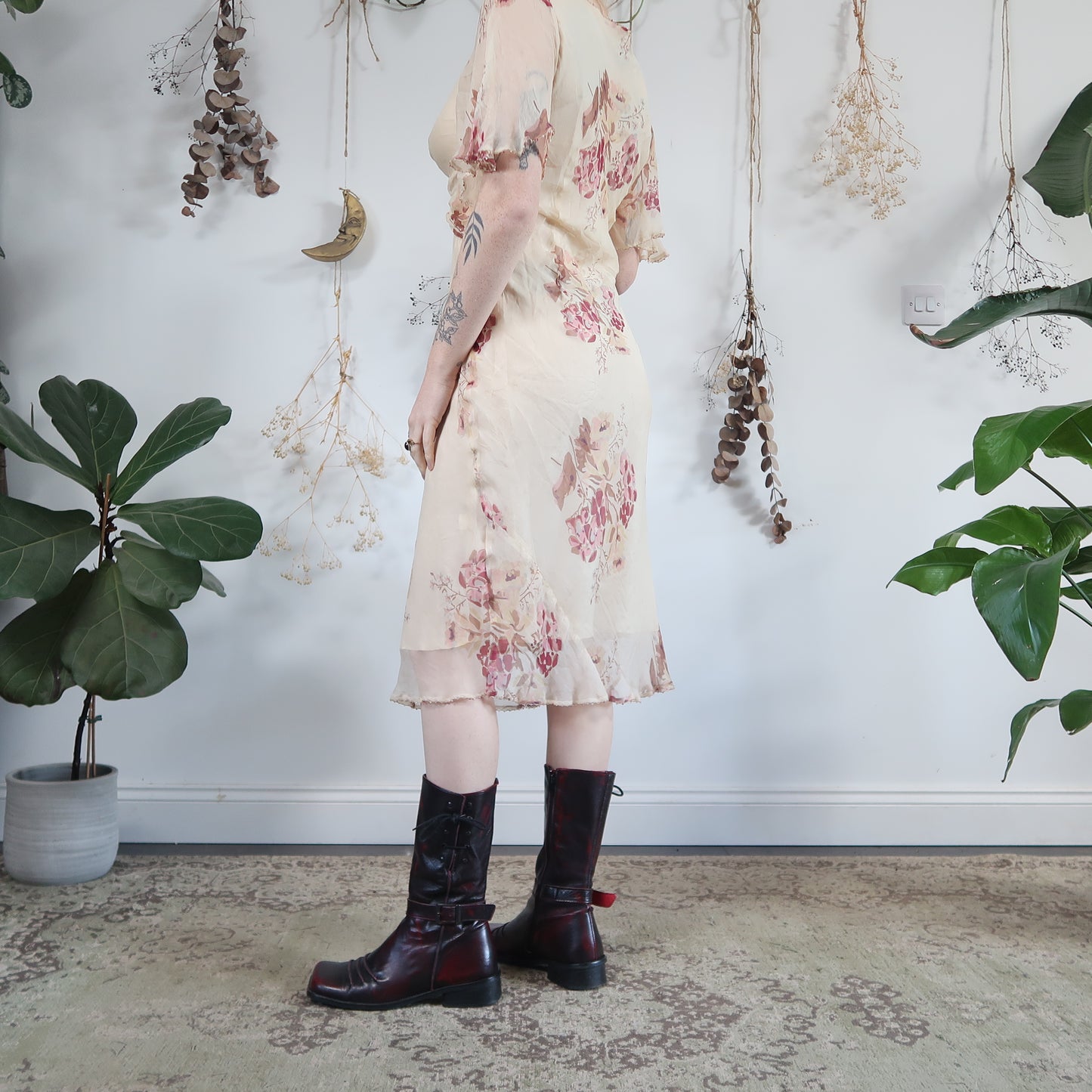 Silk floral dress - size S