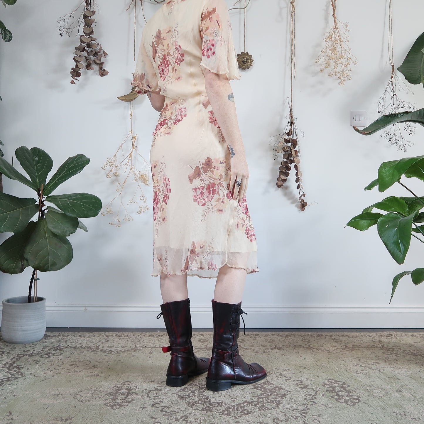 Silk floral dress - size S