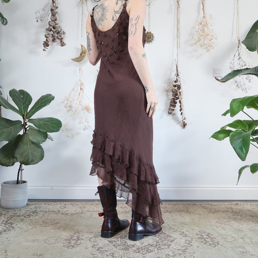 Brown silk dress - size L