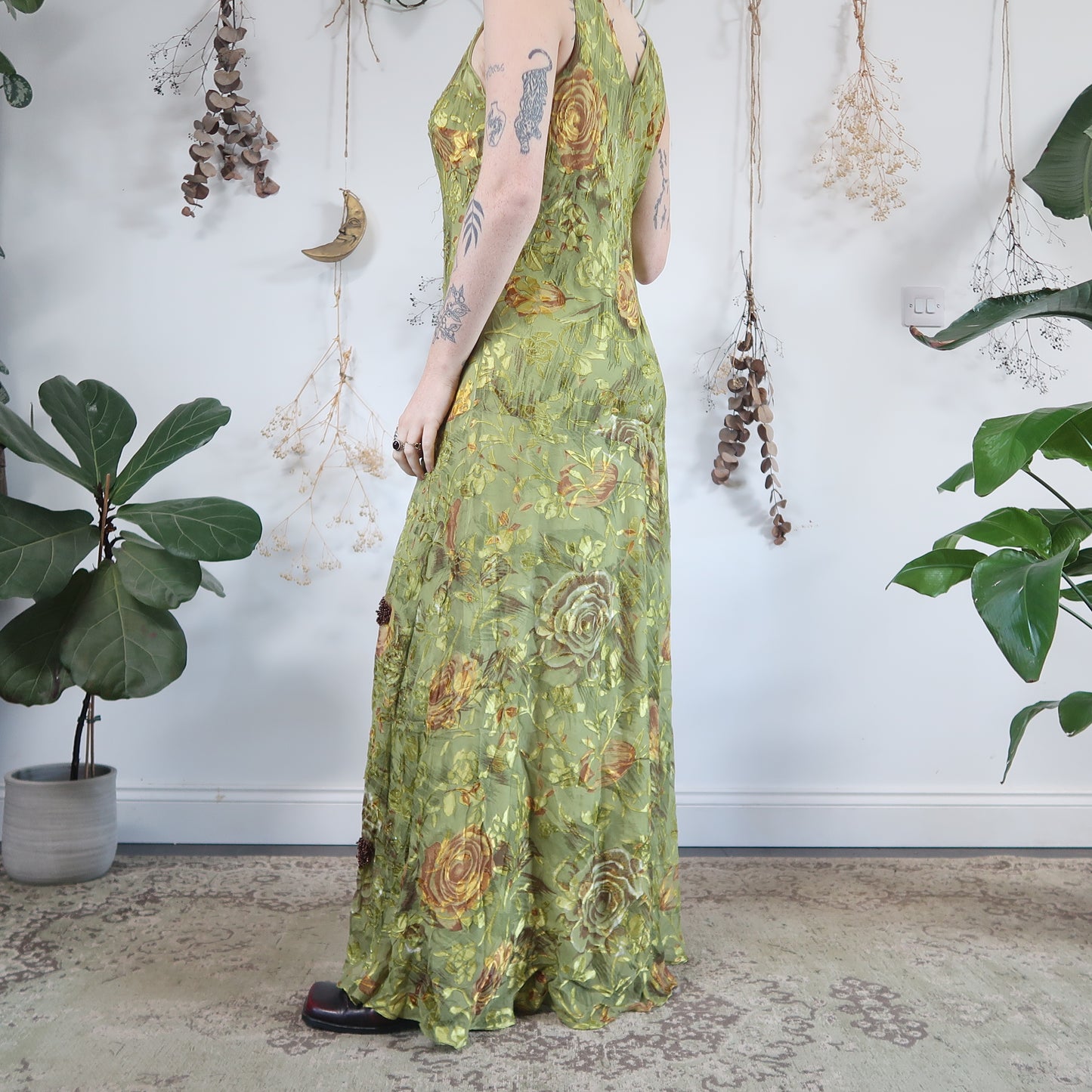 Green beaded dress - size L