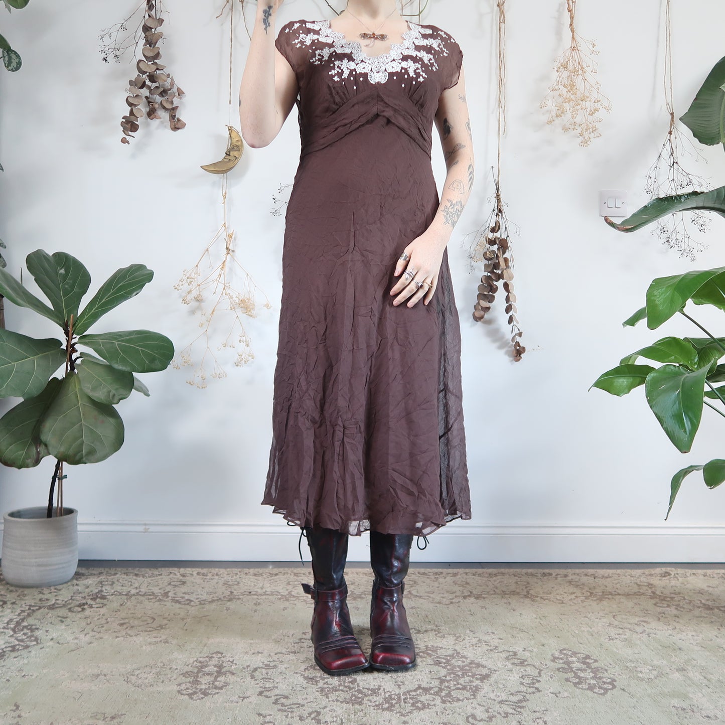 Brown silk dress - size M