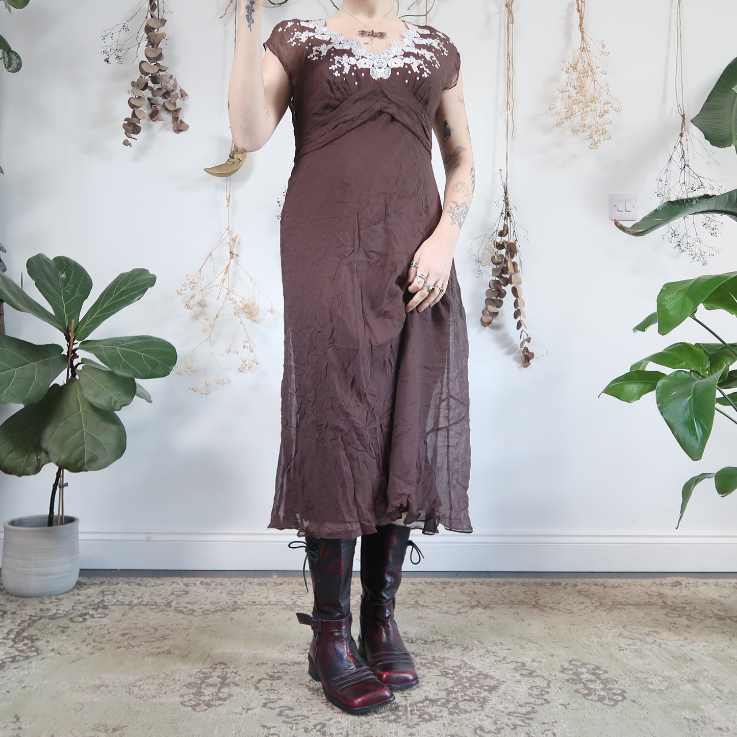 Brown silk dress - size M