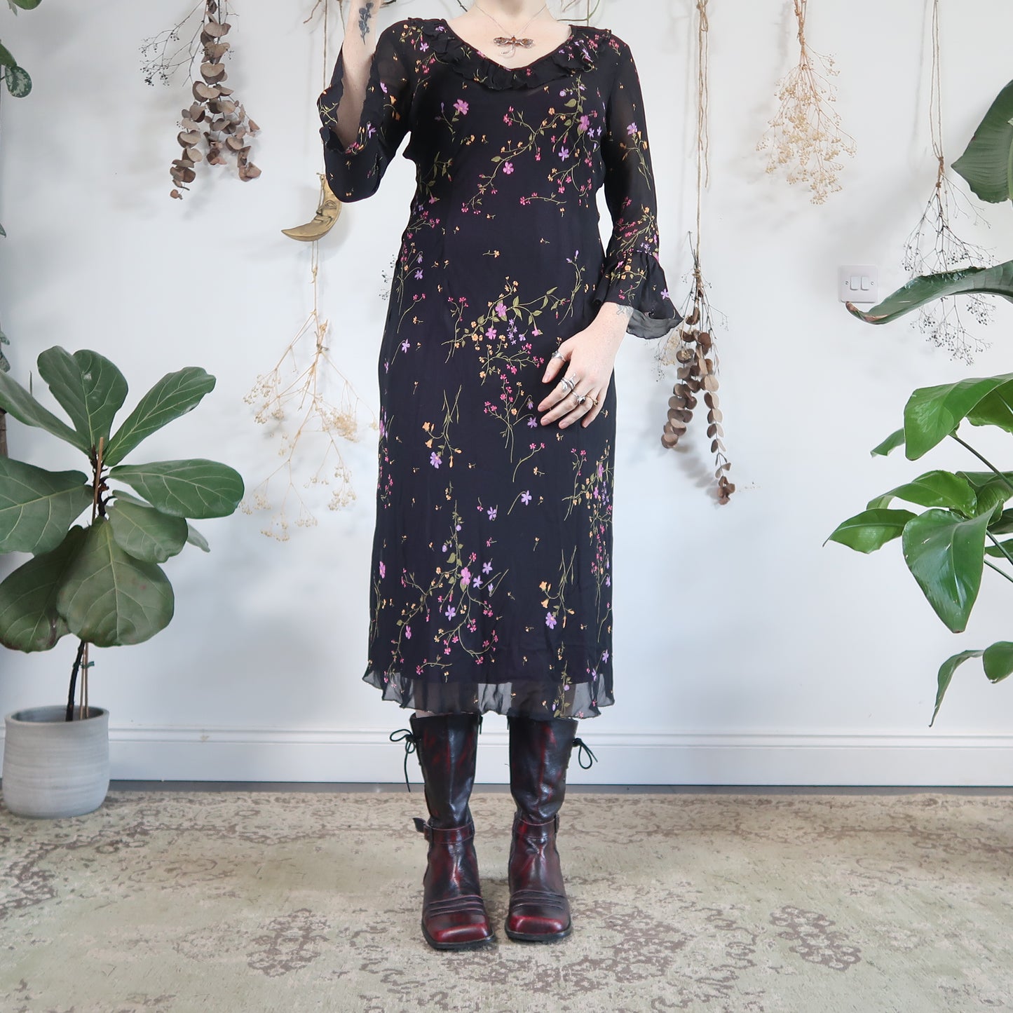 Sheer floral dress - size S/M