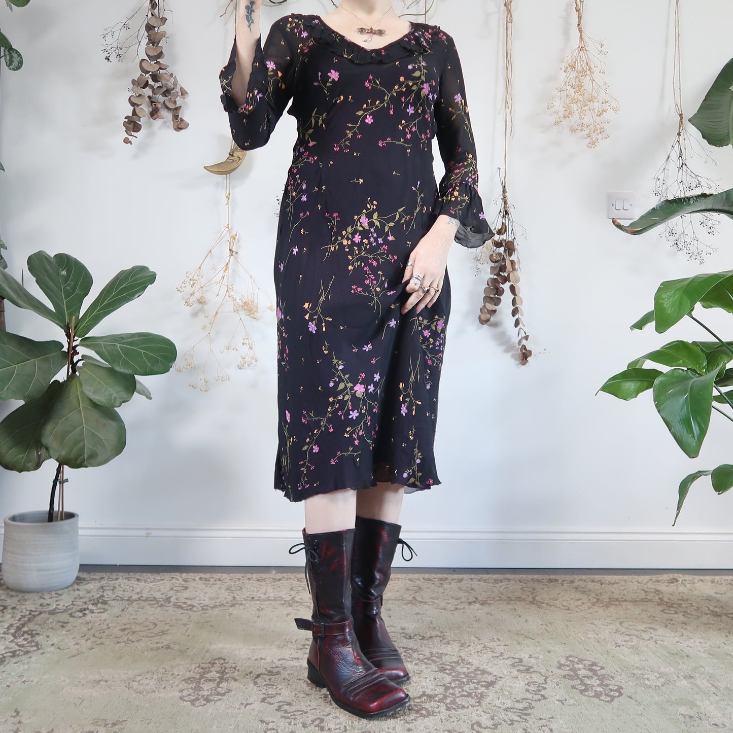 Sheer floral dress - size S/M