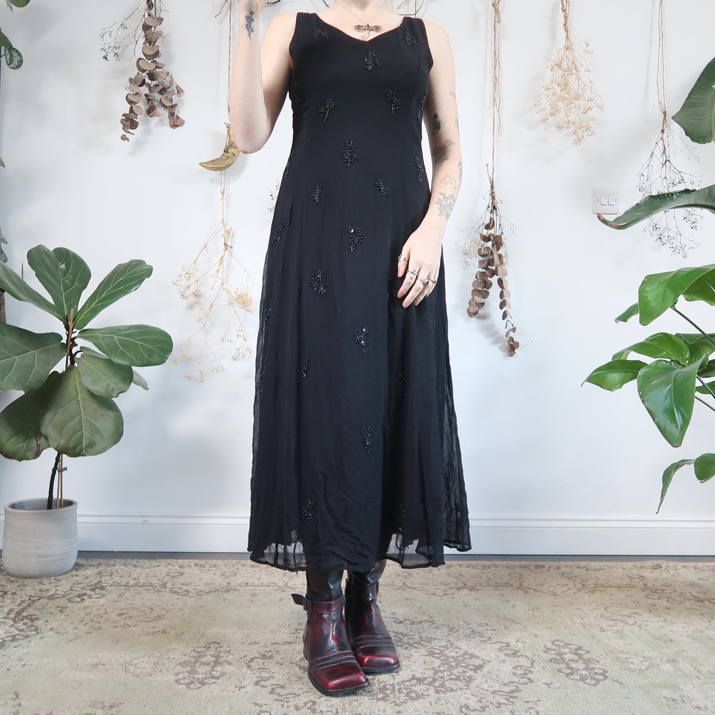 Black beaded dress - size M
