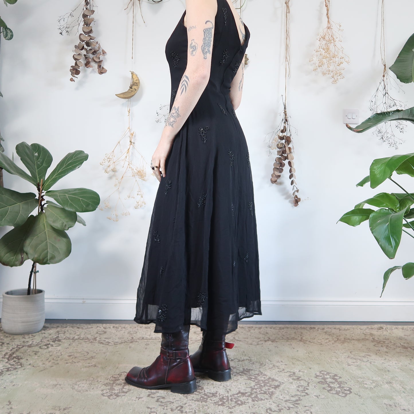 Black beaded dress - size M