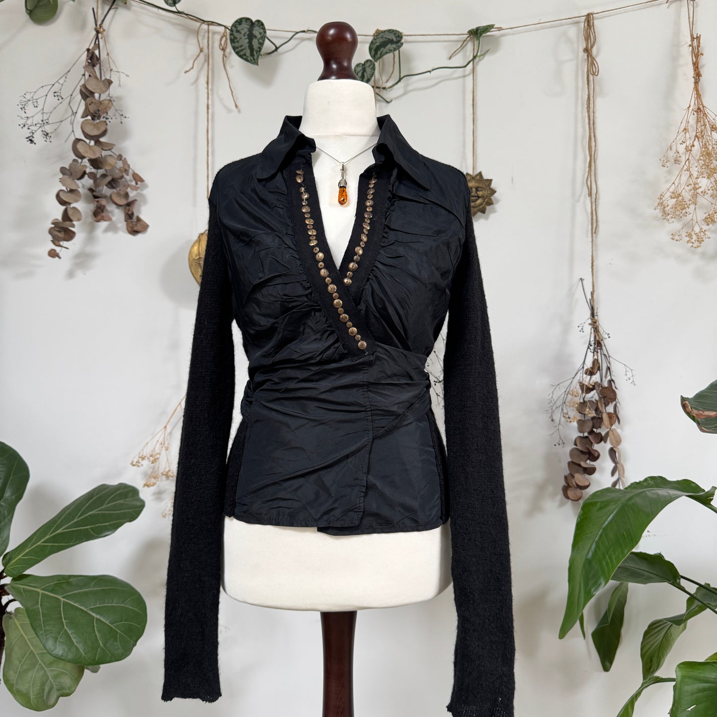 Black wrap blouse - size M