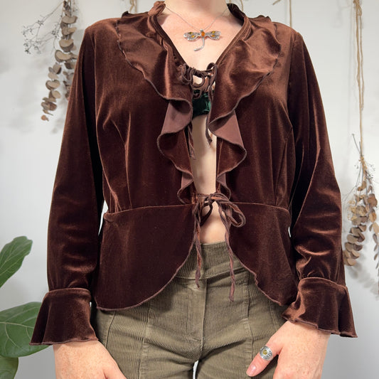 Brown velvet top - size L