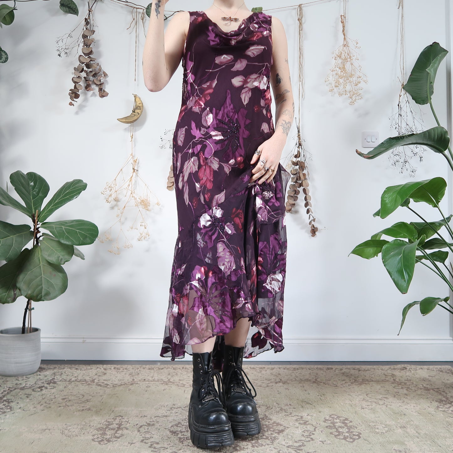 Purple floral dress - size L