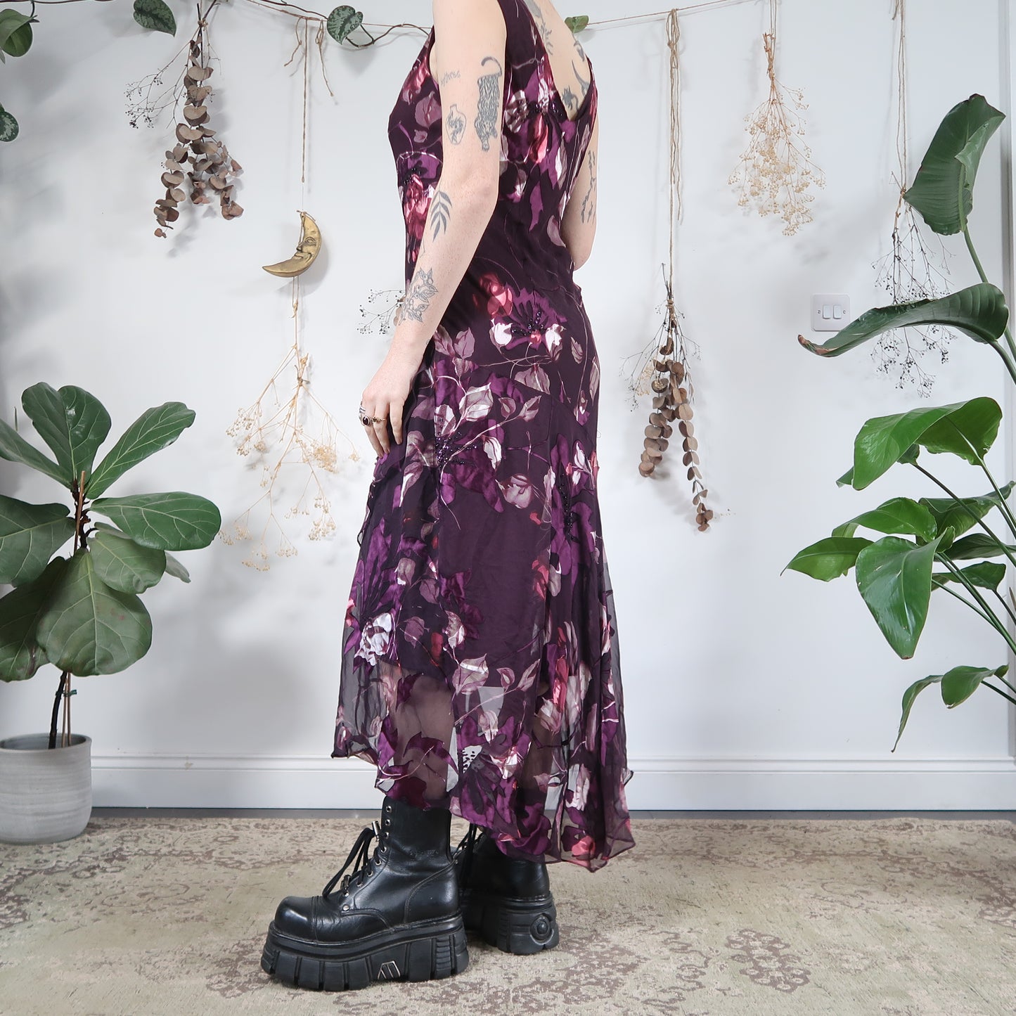 Purple floral dress - size L