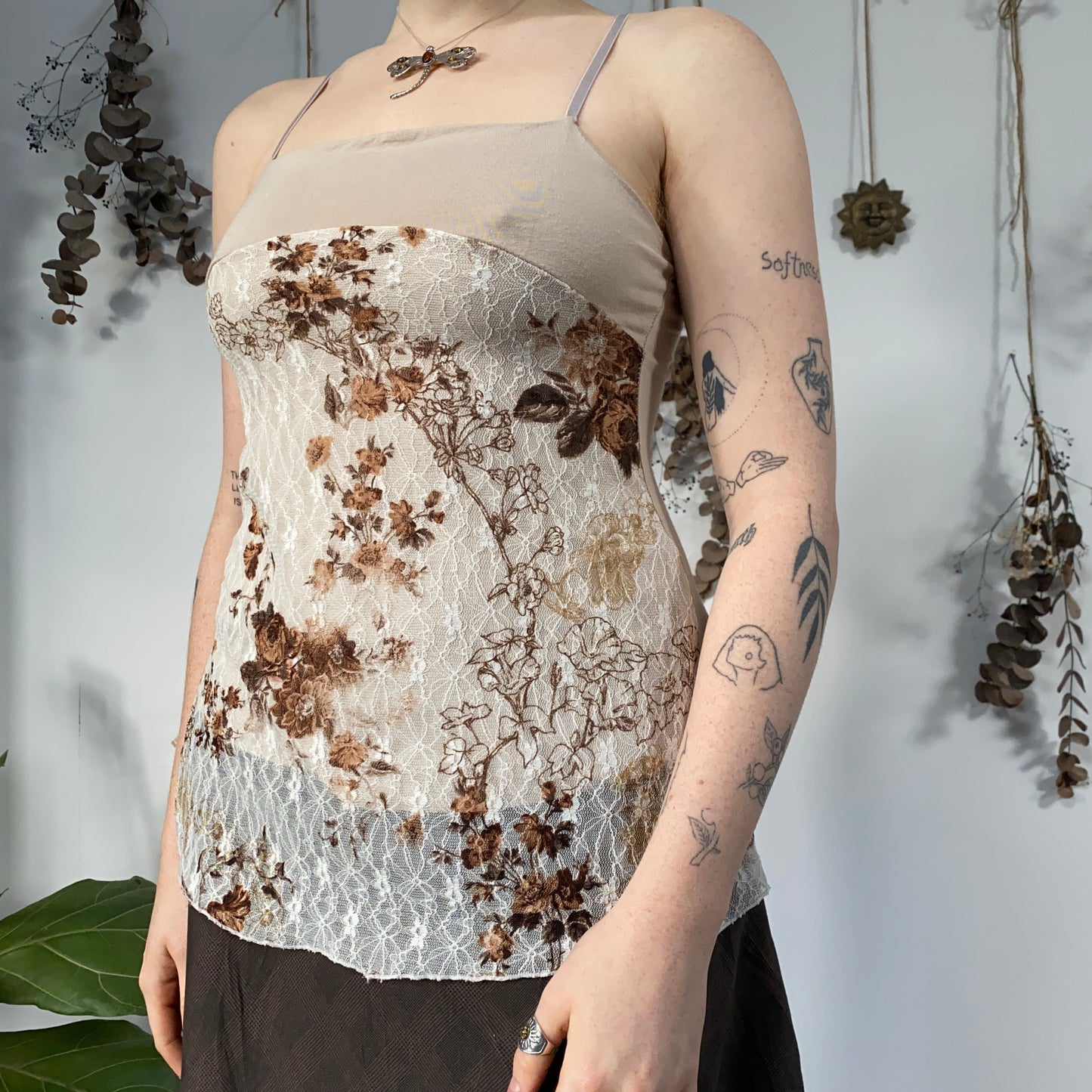 Earthy lace cami - size S