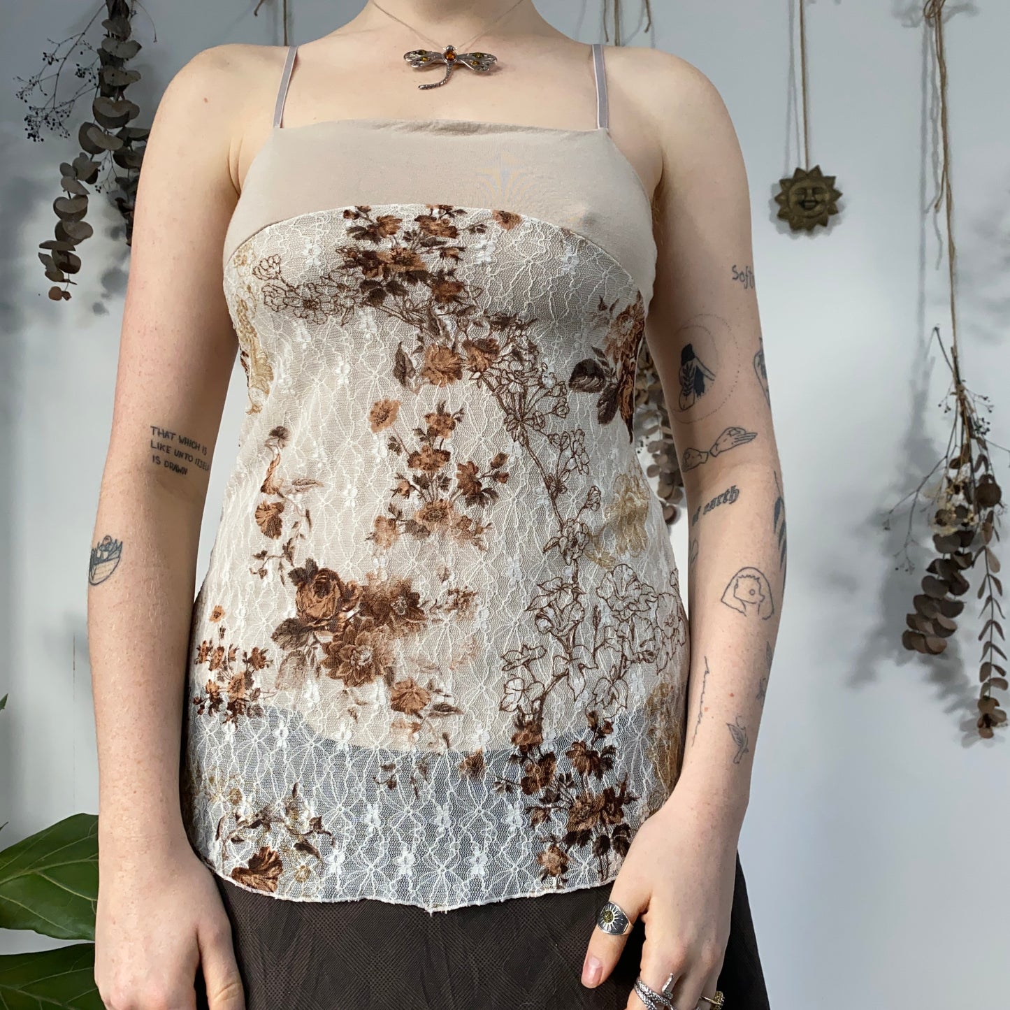 Earthy lace cami - size S