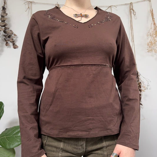 Brown long sleeve top - size M/L