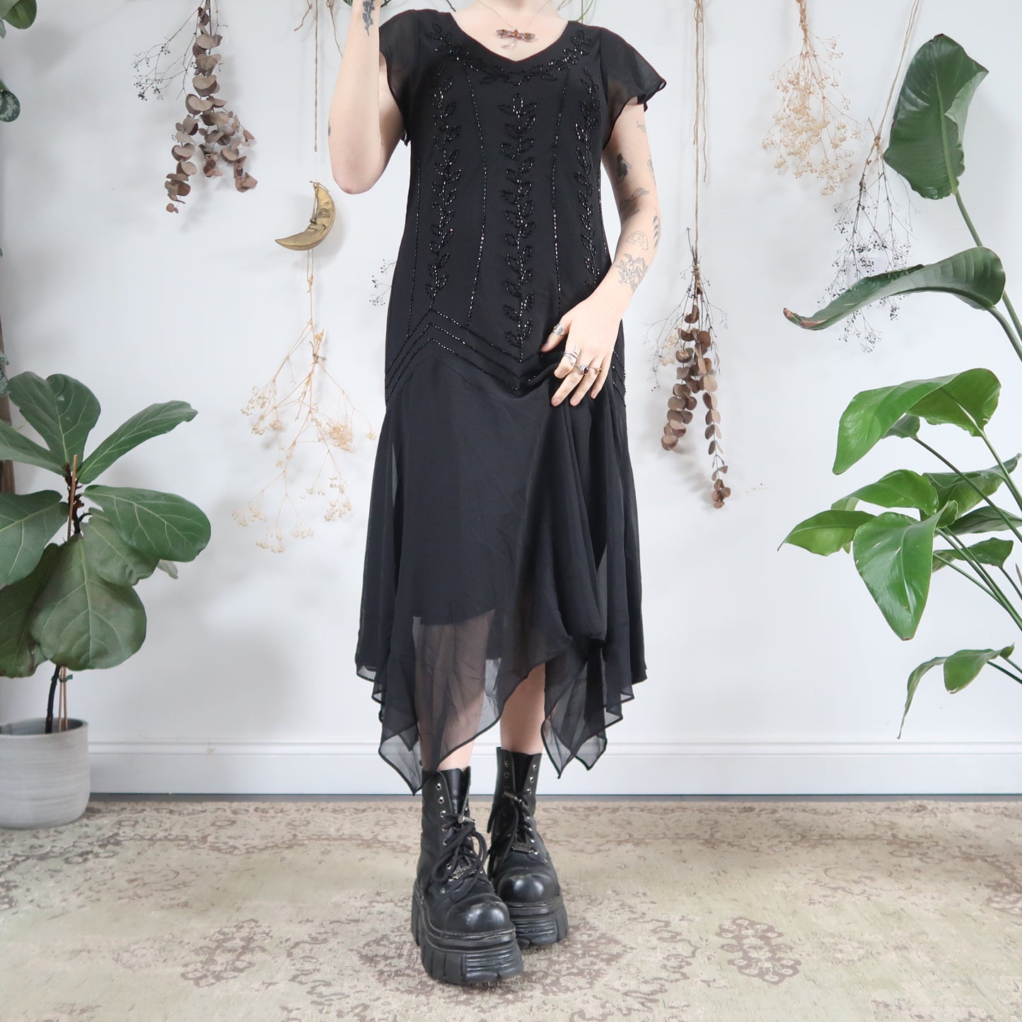 Black beaded dress - size L