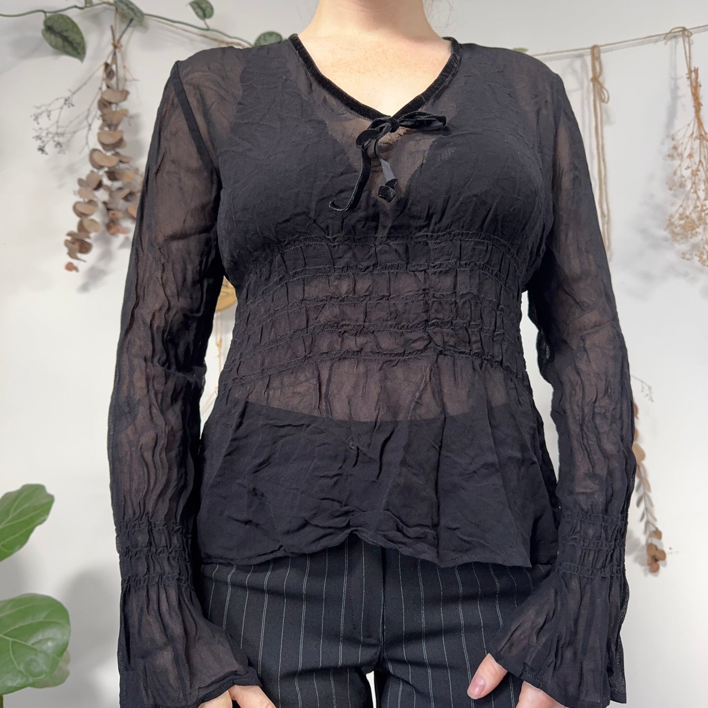 Sheer black blouse - size M