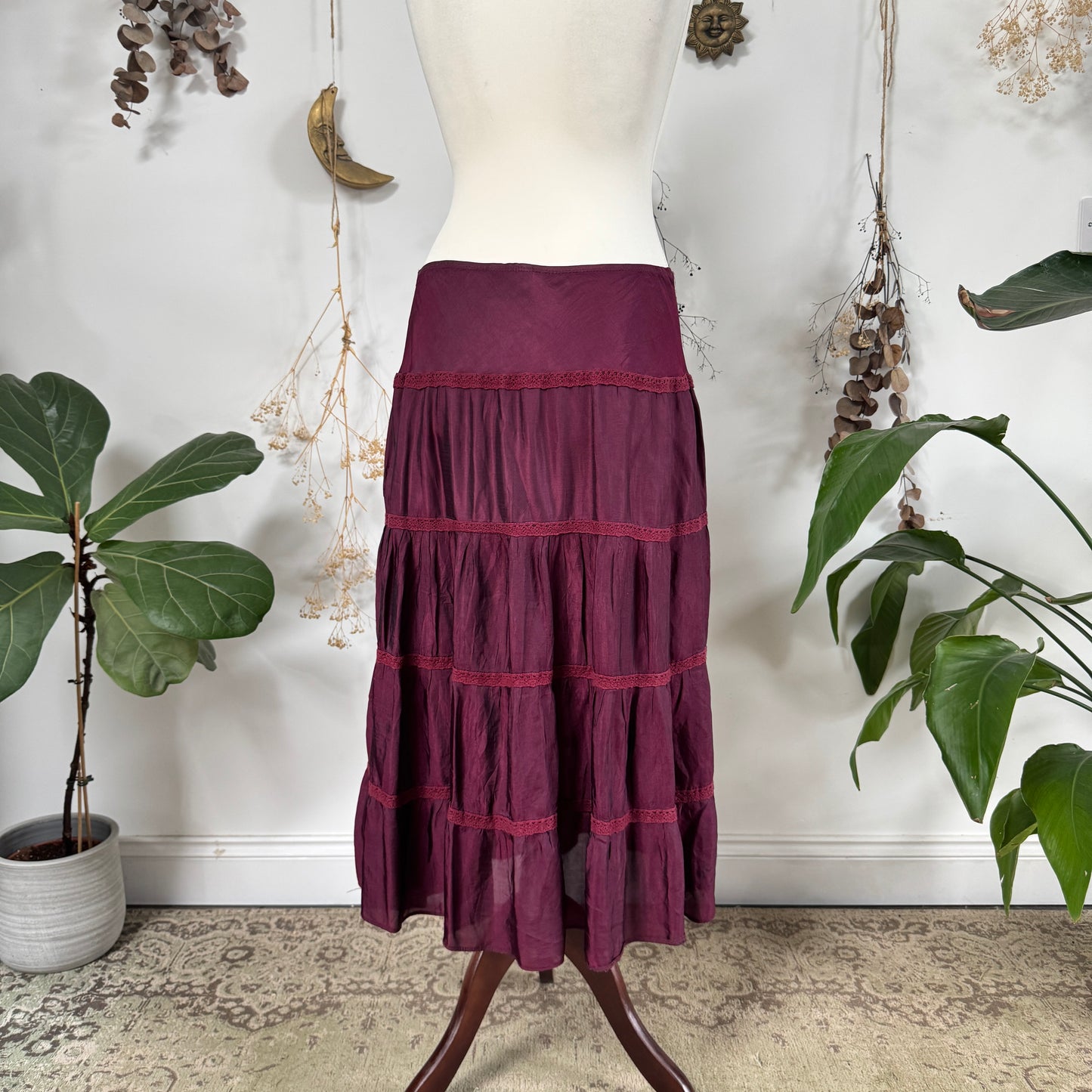Purple tiered skirt - size L
