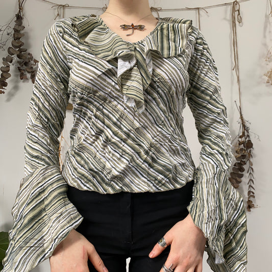 Green striped blouse - size S/M