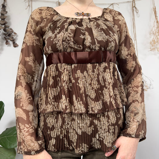 Brown floral top - size S/M