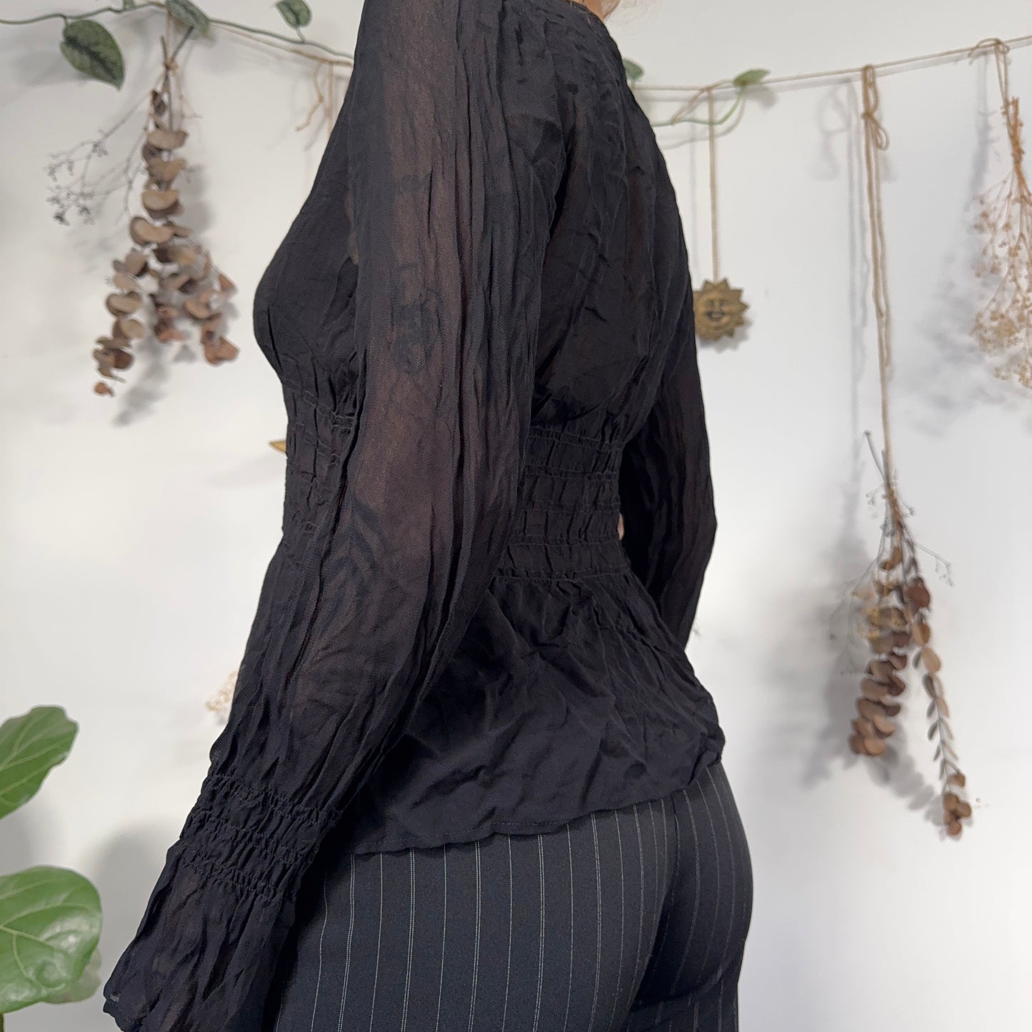 Sheer black blouse - size M