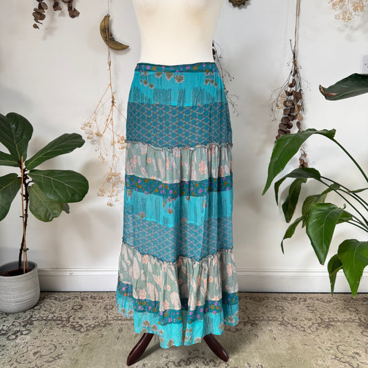 Blue silk skirt - size L