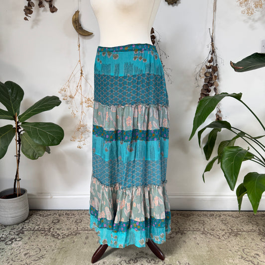 Blue silk skirt - size L
