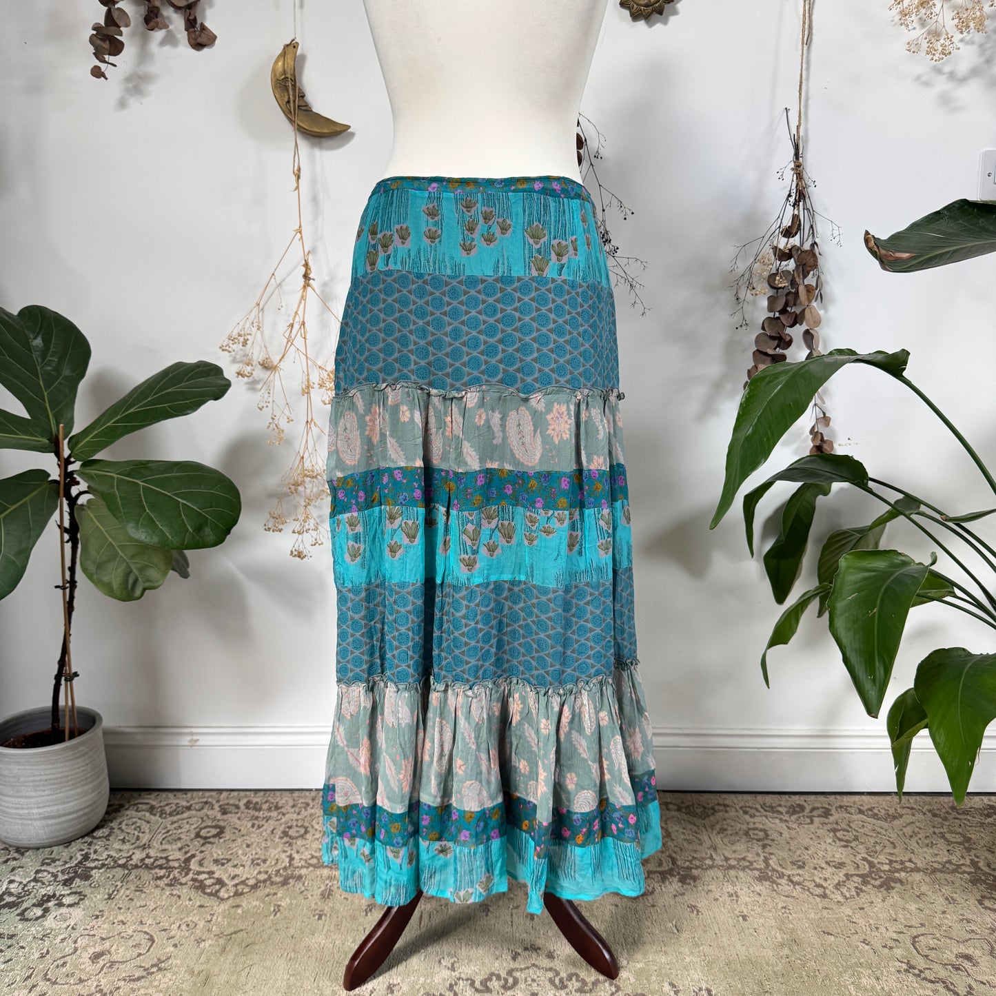 Blue silk skirt - size L