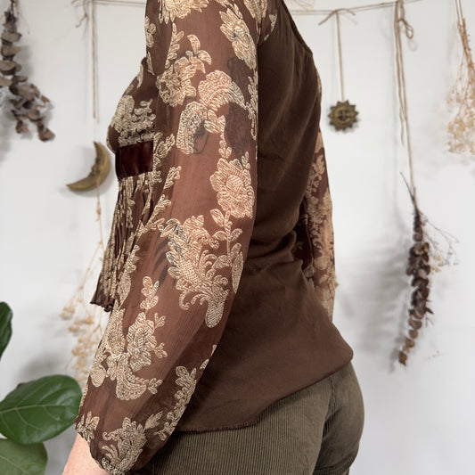 Brown floral top - size S/M