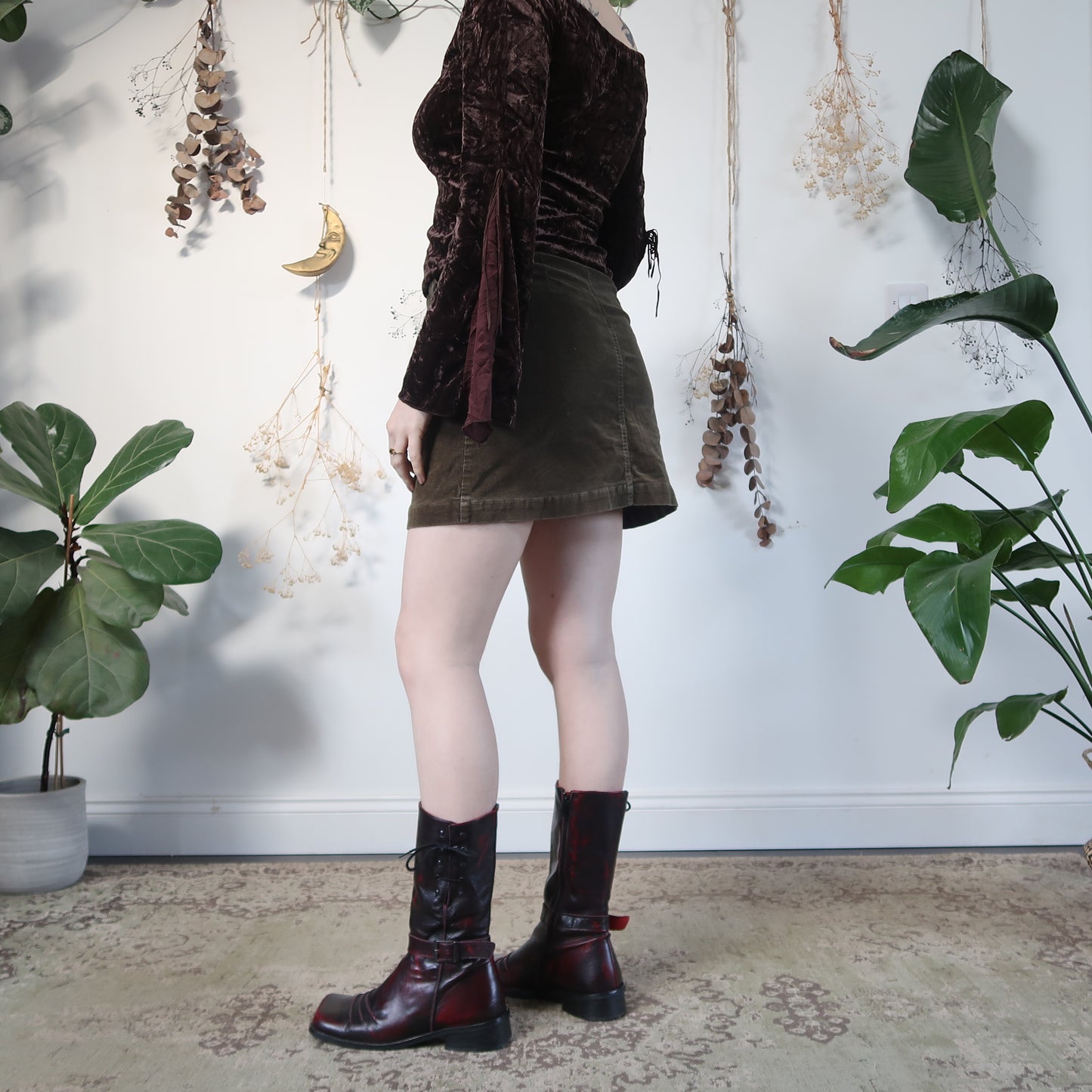 Khaki cord skirt - size S/M