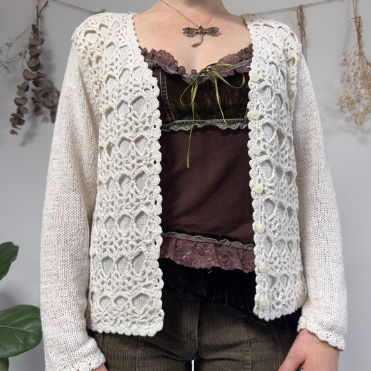 Cream knit cardigan - size M/L