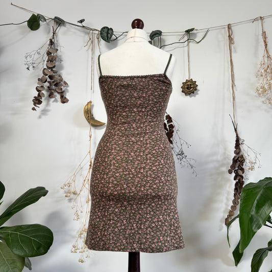Khaki floral dress - size S