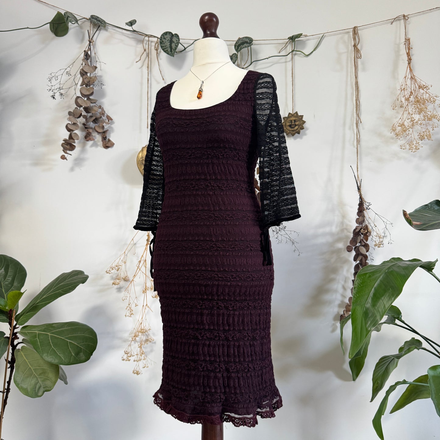 Purple black lace dress - size M