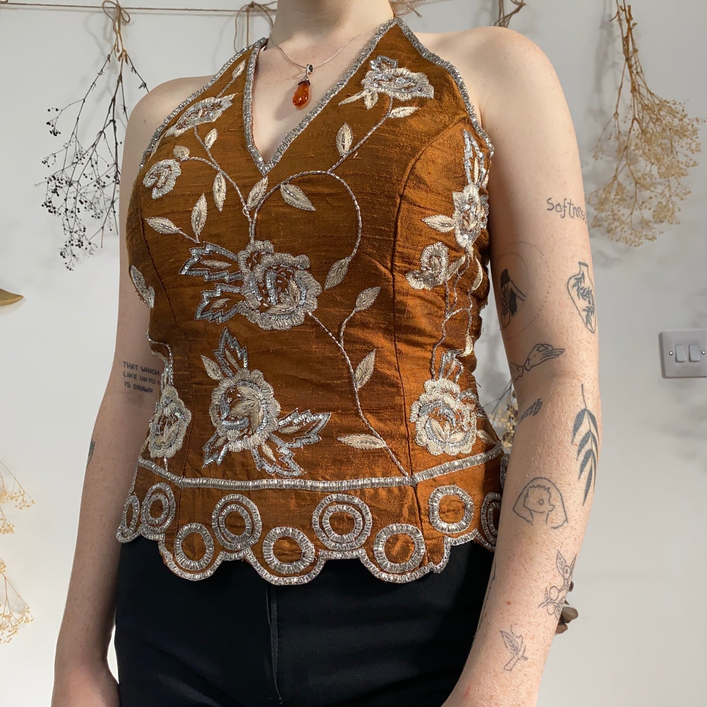 Earthy silk corset - size M