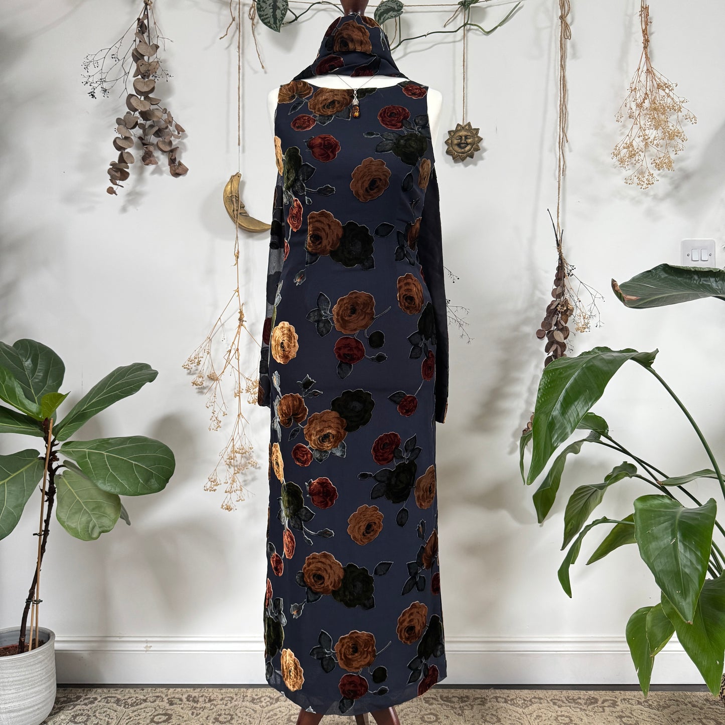 Floral velvet dress - size S