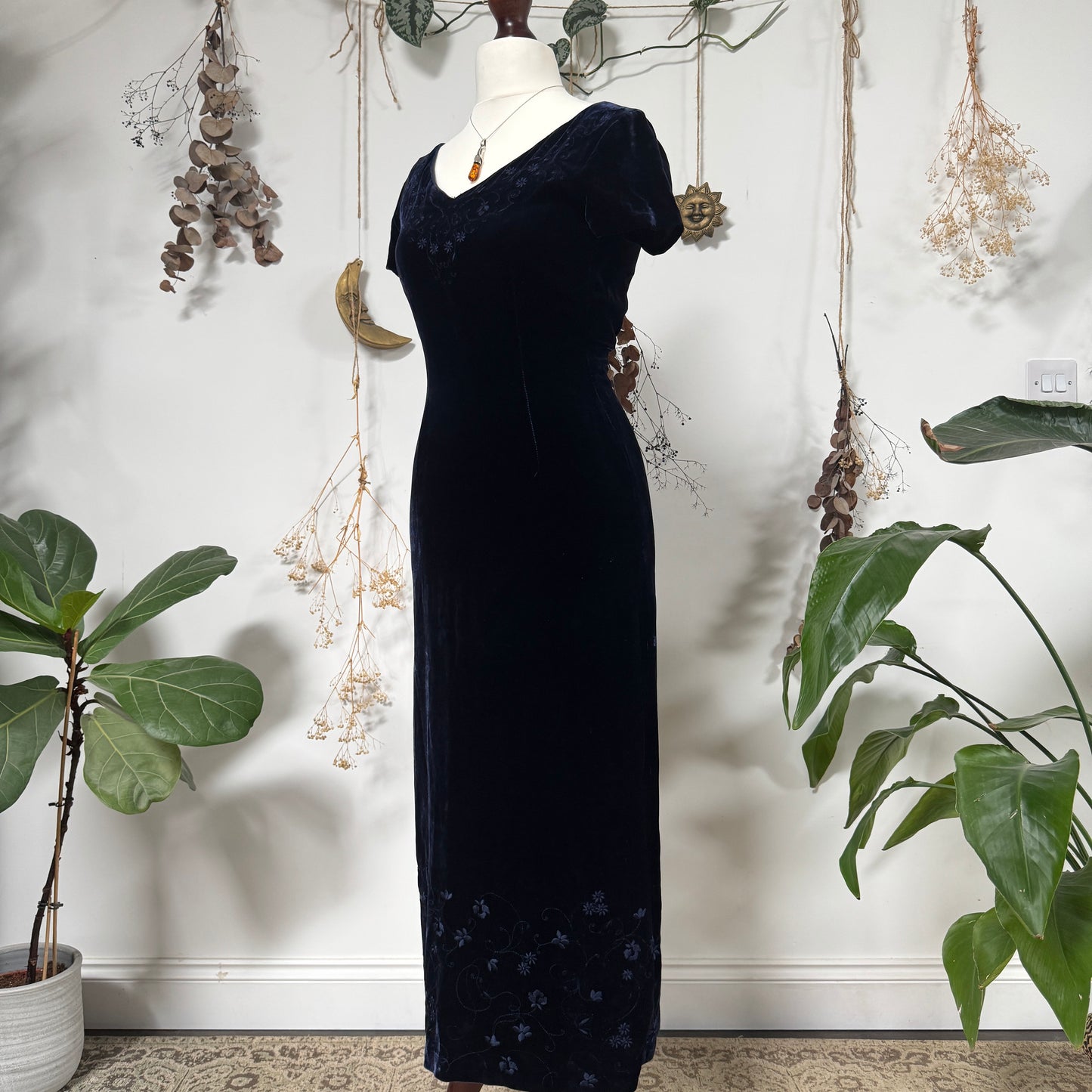 Blue velvet dress - size S