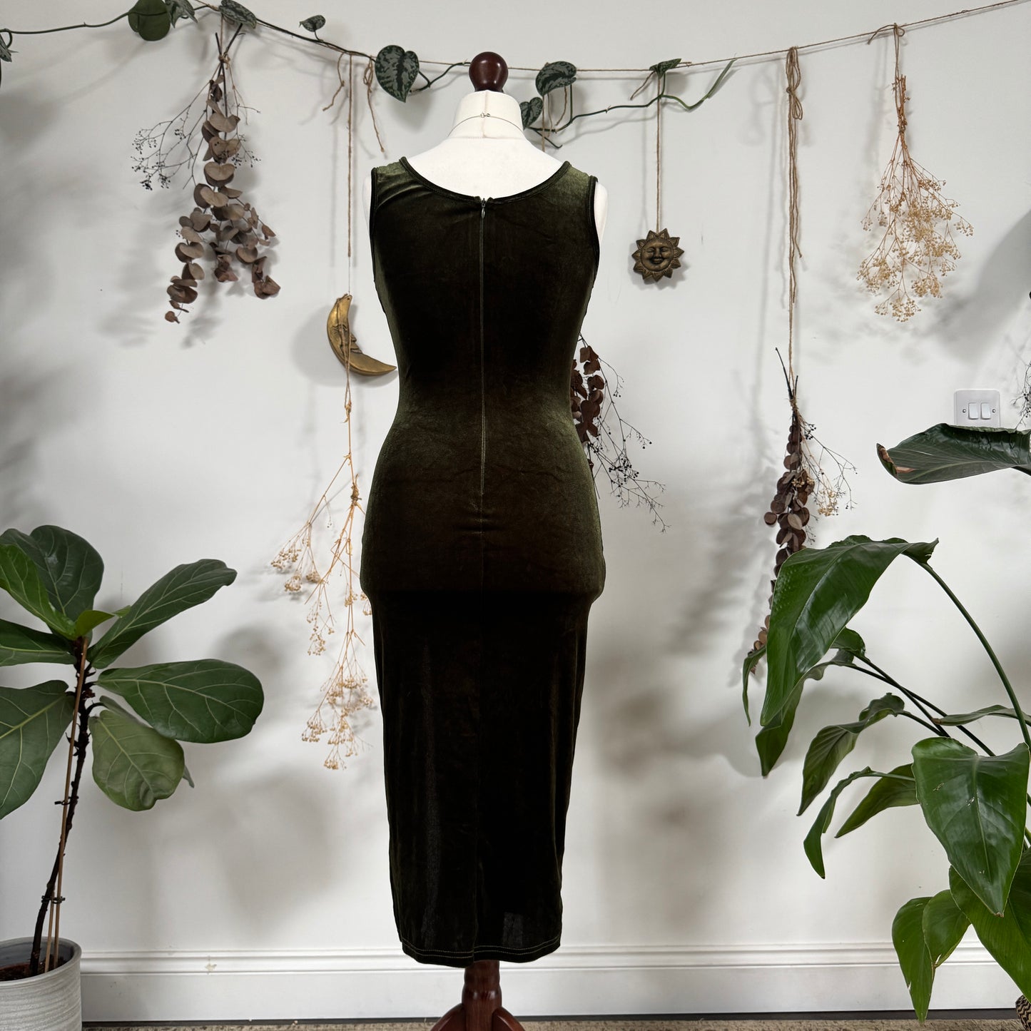 Olive velvet dress - size S/M