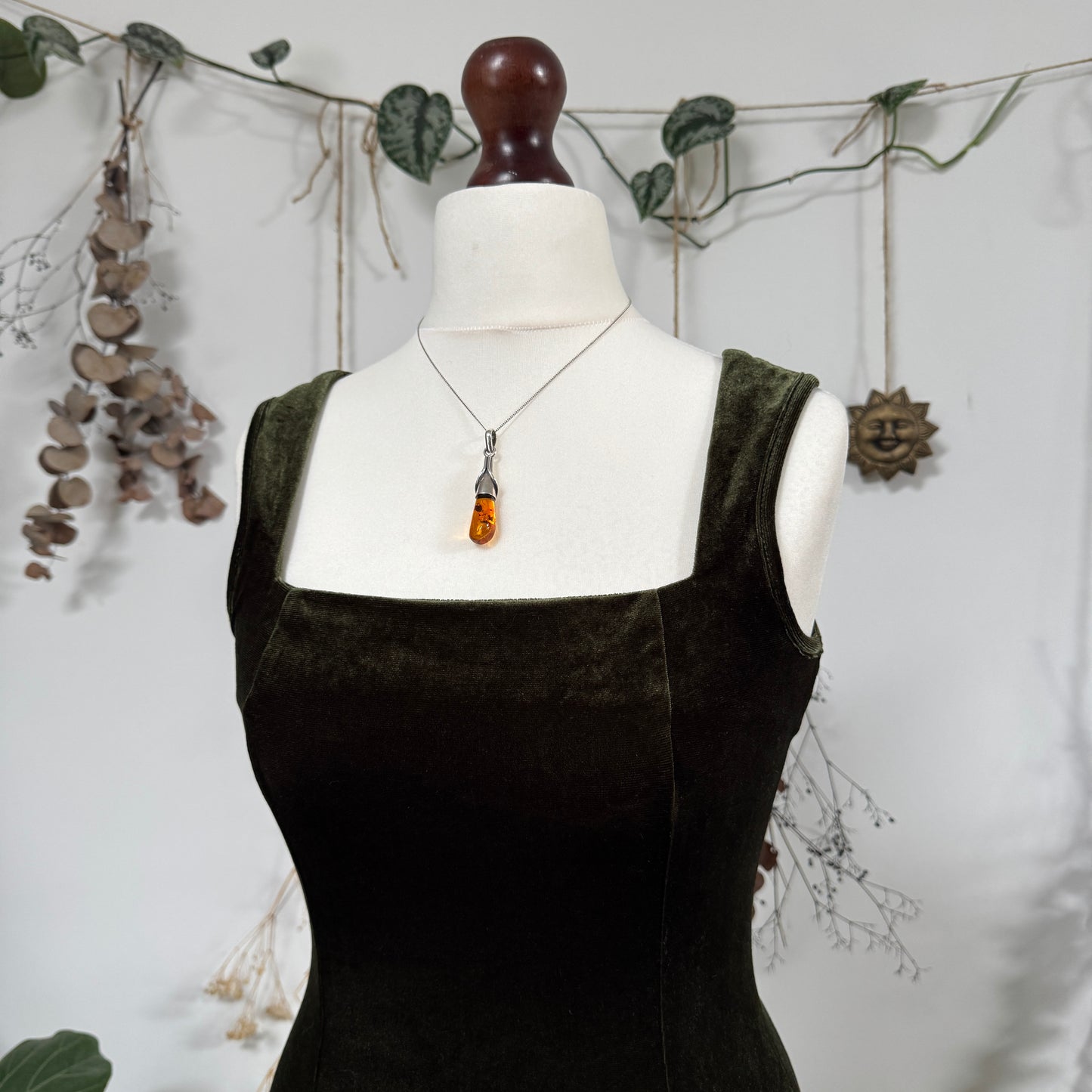Olive velvet dress - size S/M