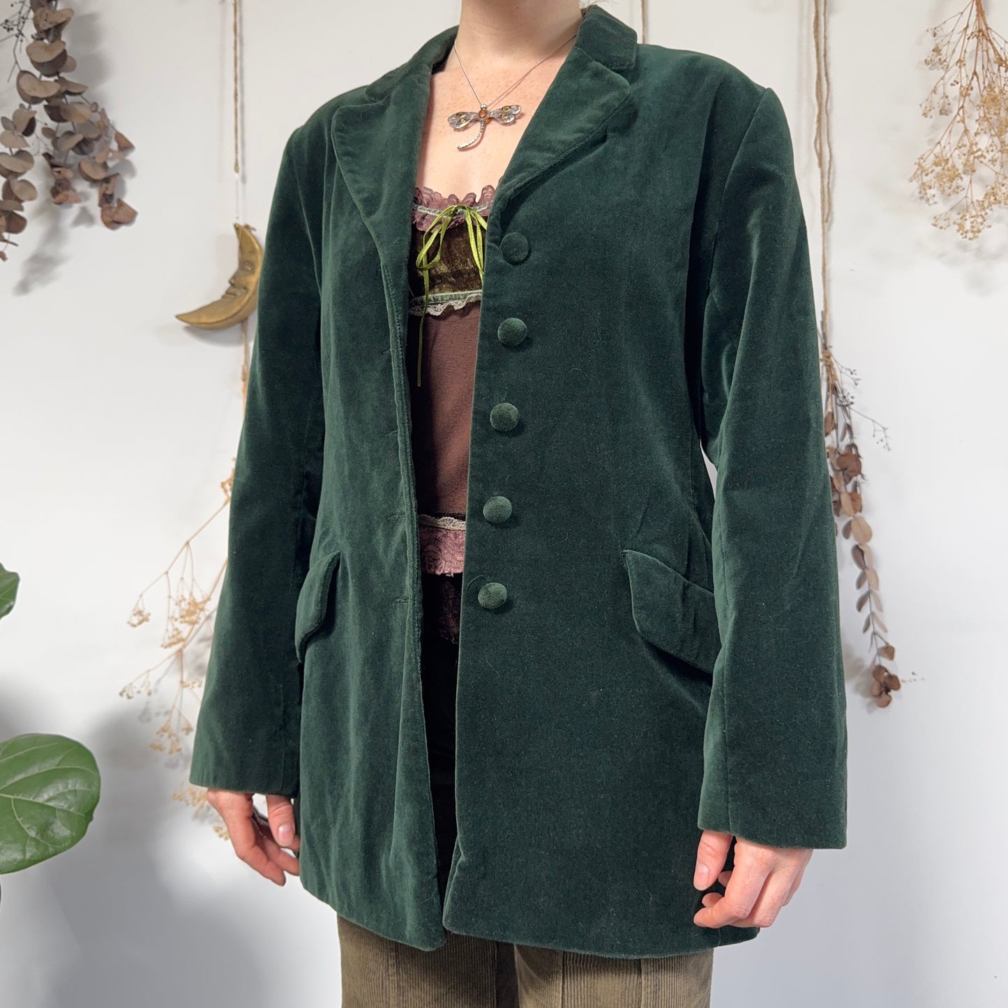 Green velvet jacket - size M