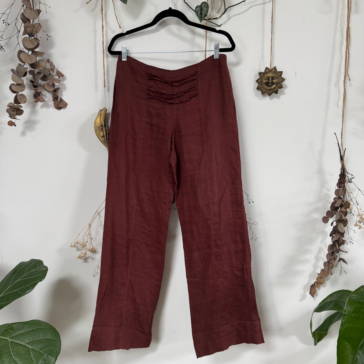 Brick red linen trousers - size M