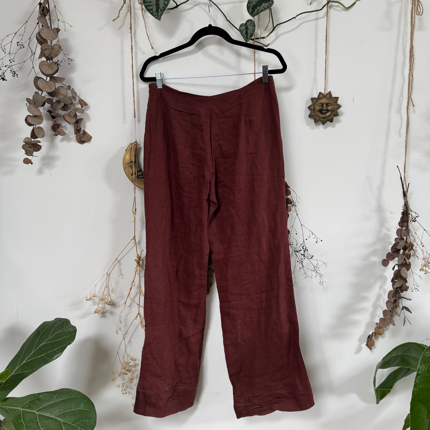 Brick red linen trousers - size M