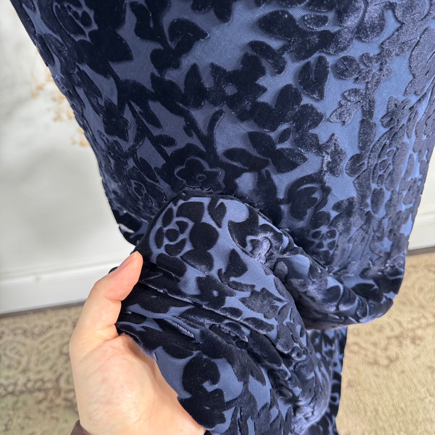 Midnight blue velvet skirt - size S