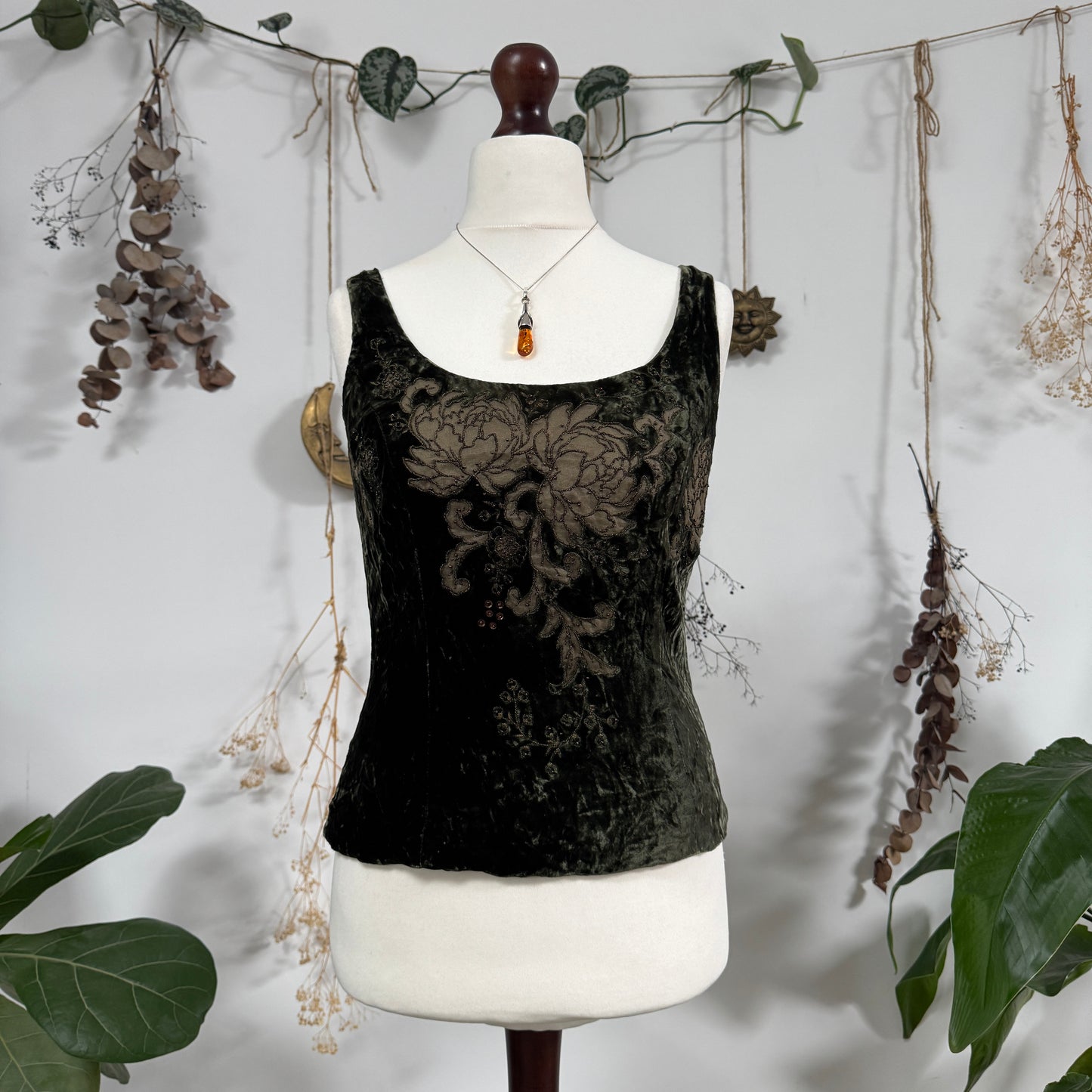 Green velvet top - size M