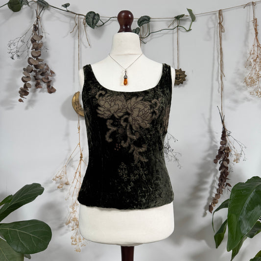 Green velvet top - size M