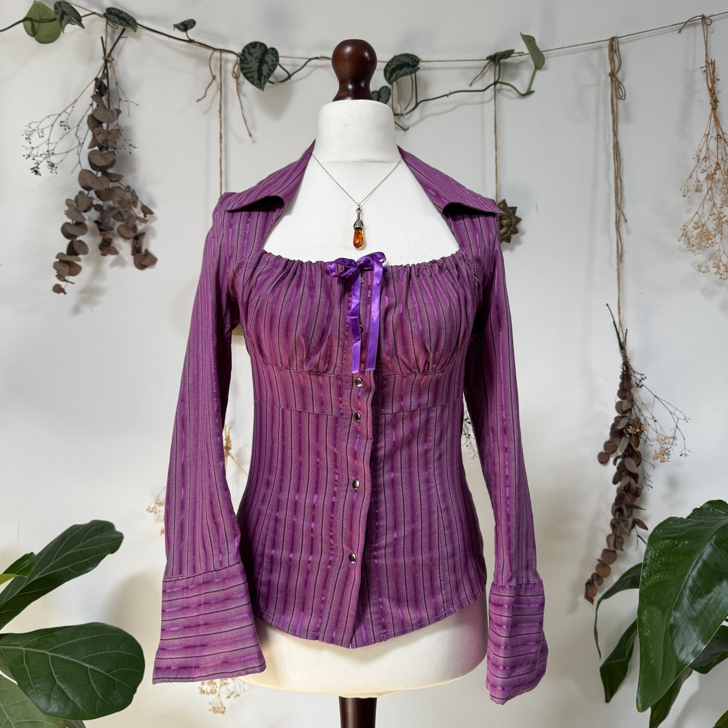 Purple striped shirt - size M