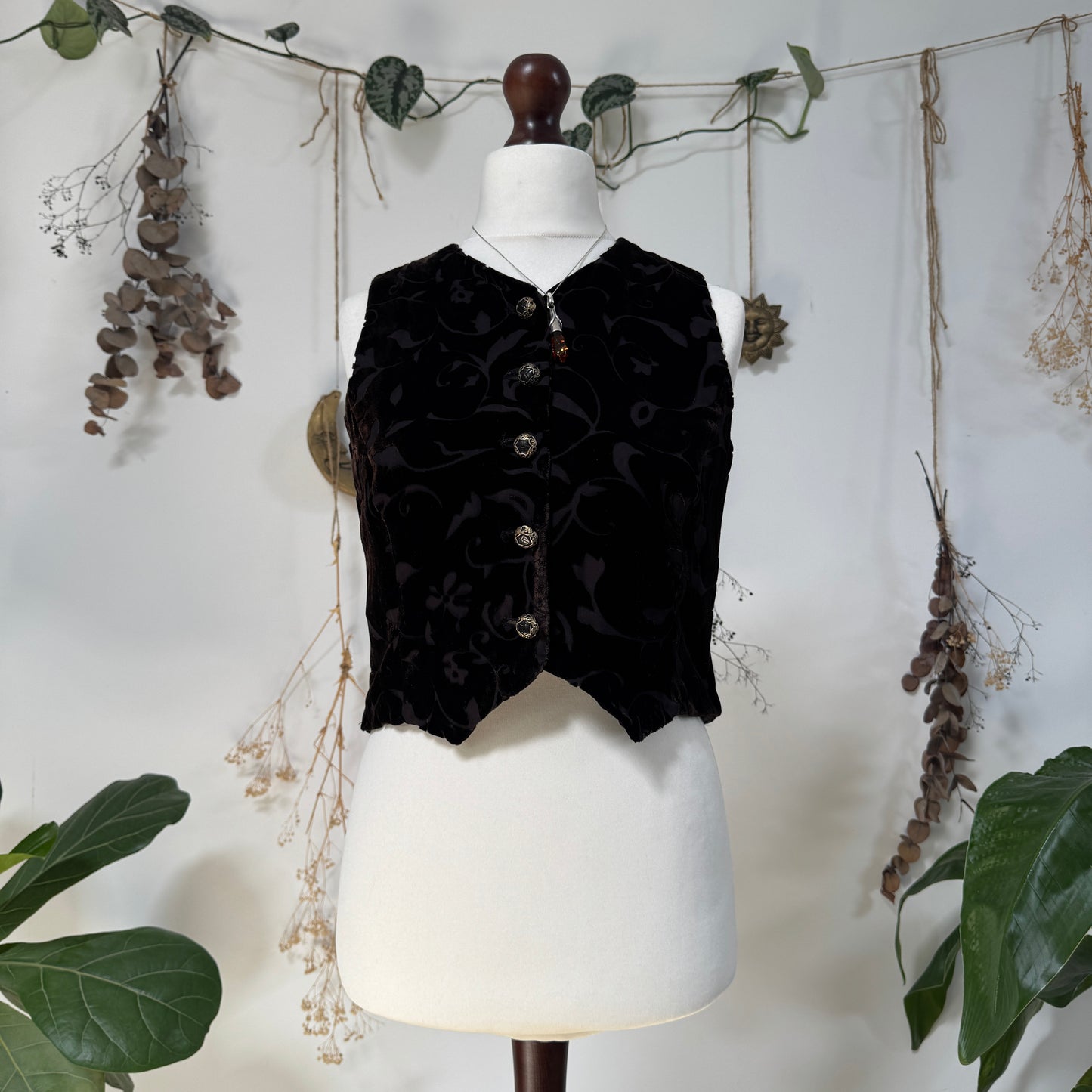 Brown velvet waistcoat - size S/M