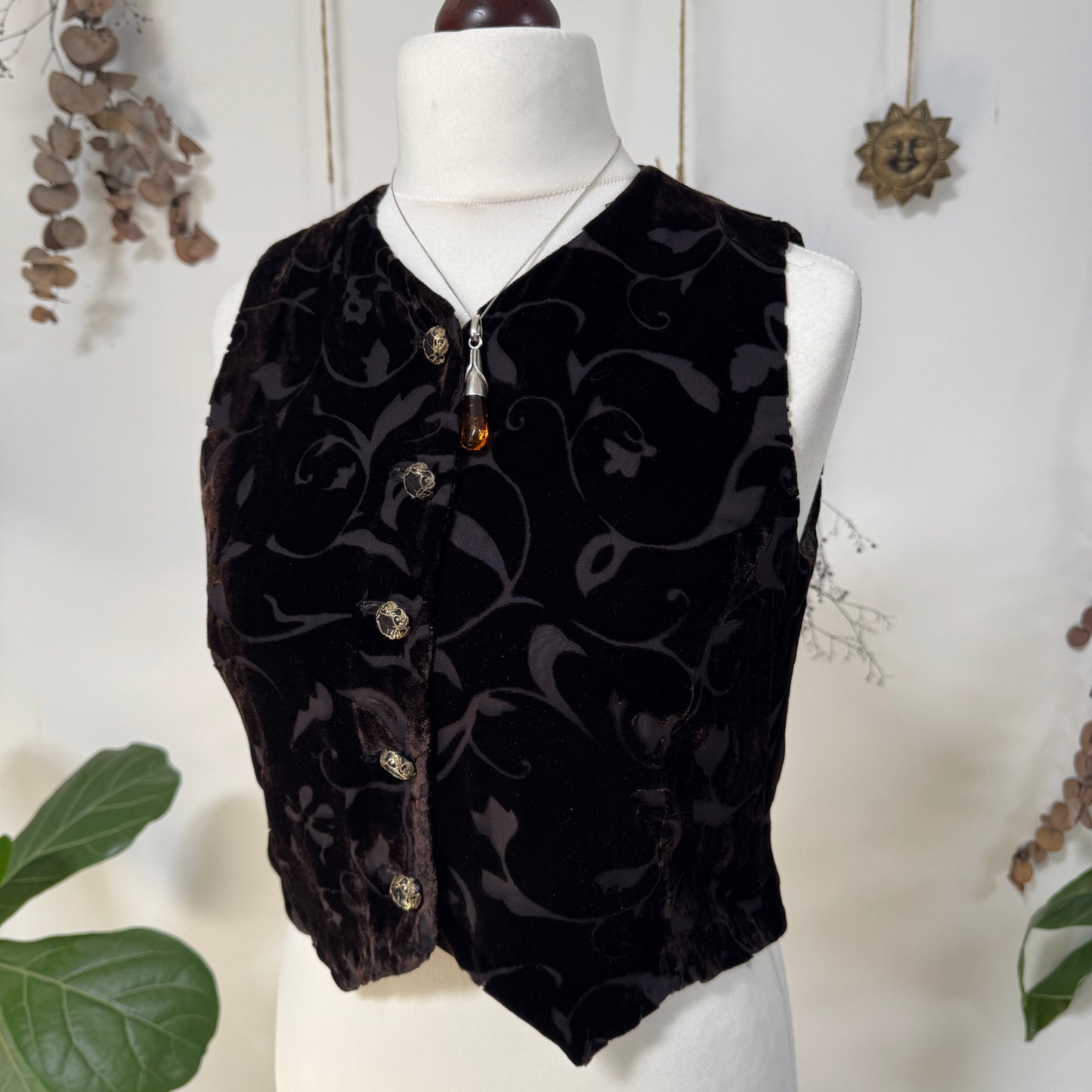 Brown velvet waistcoat - size S/M