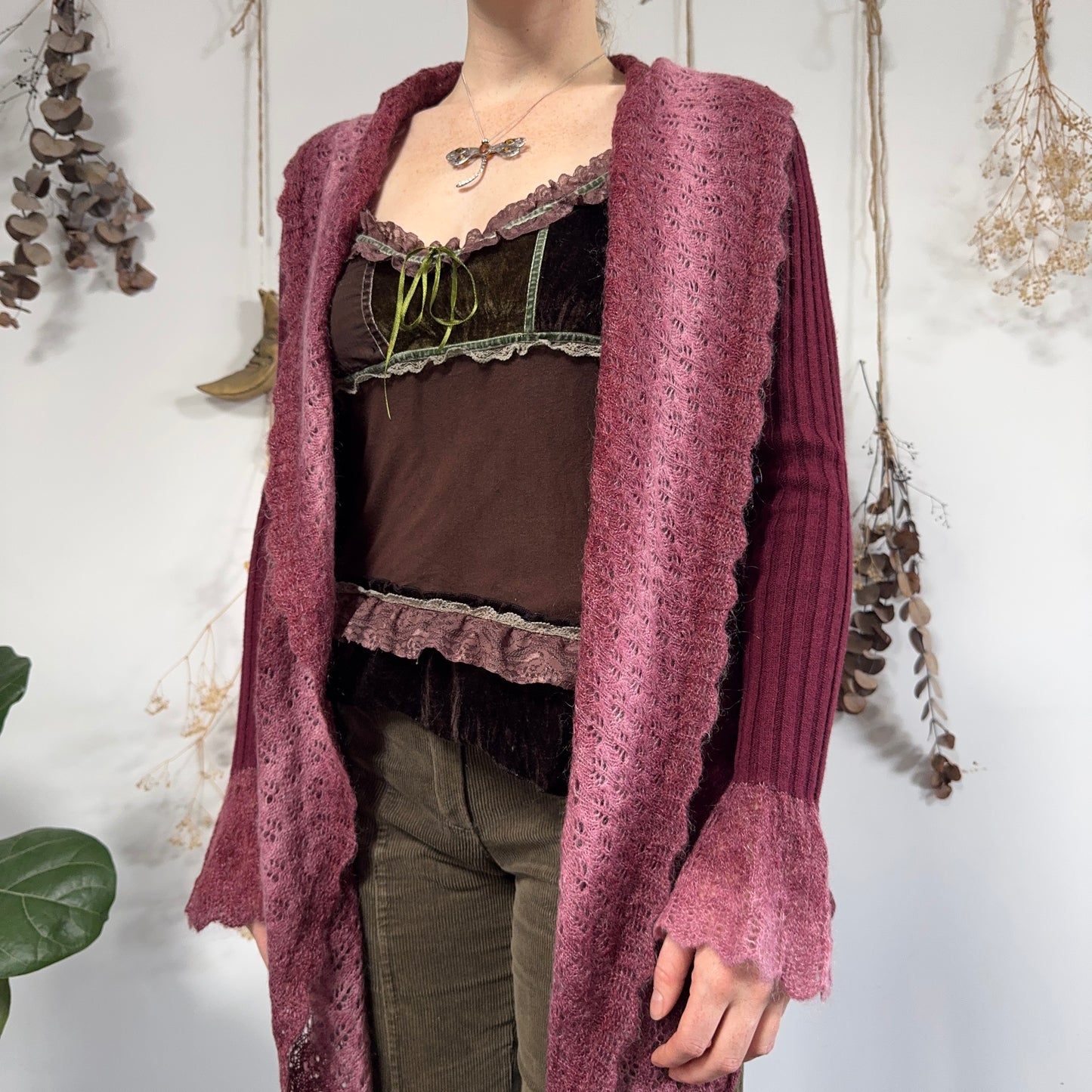 Raspberry knit cardigan - size M
