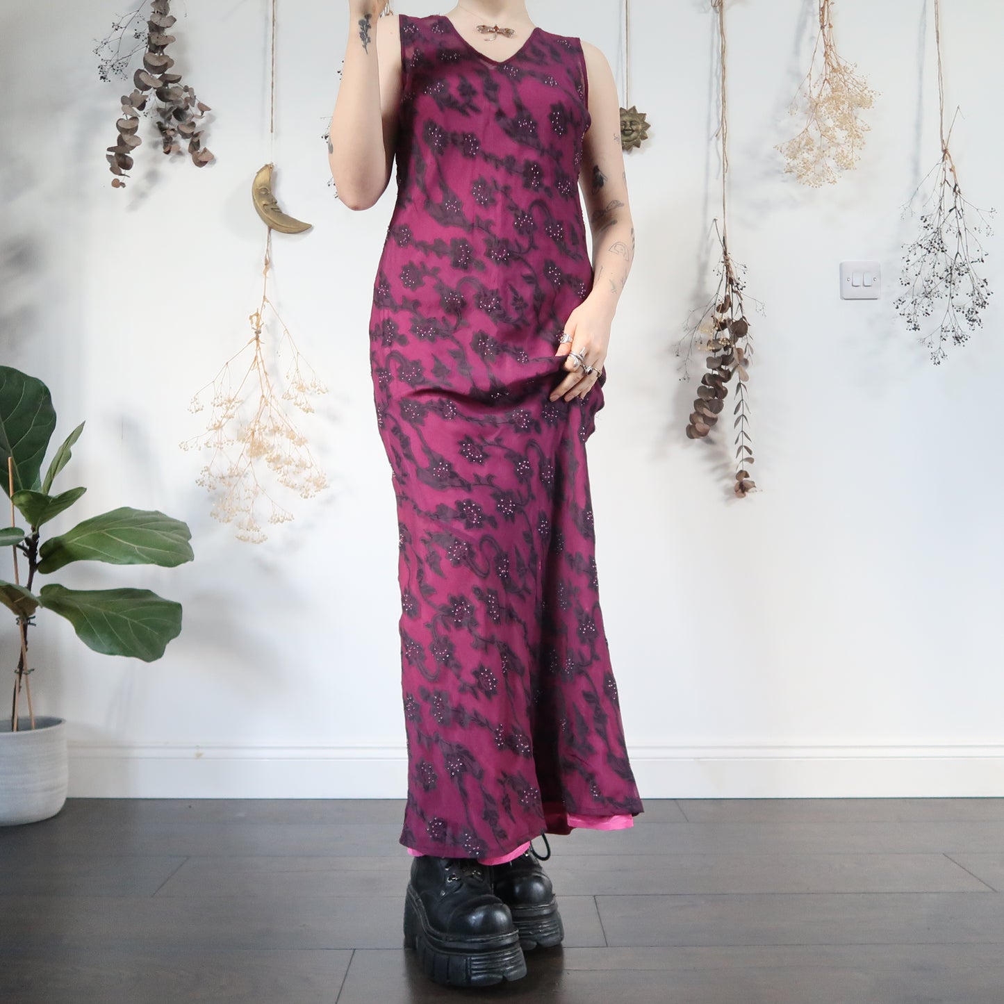 Purple floral dress - size M/L